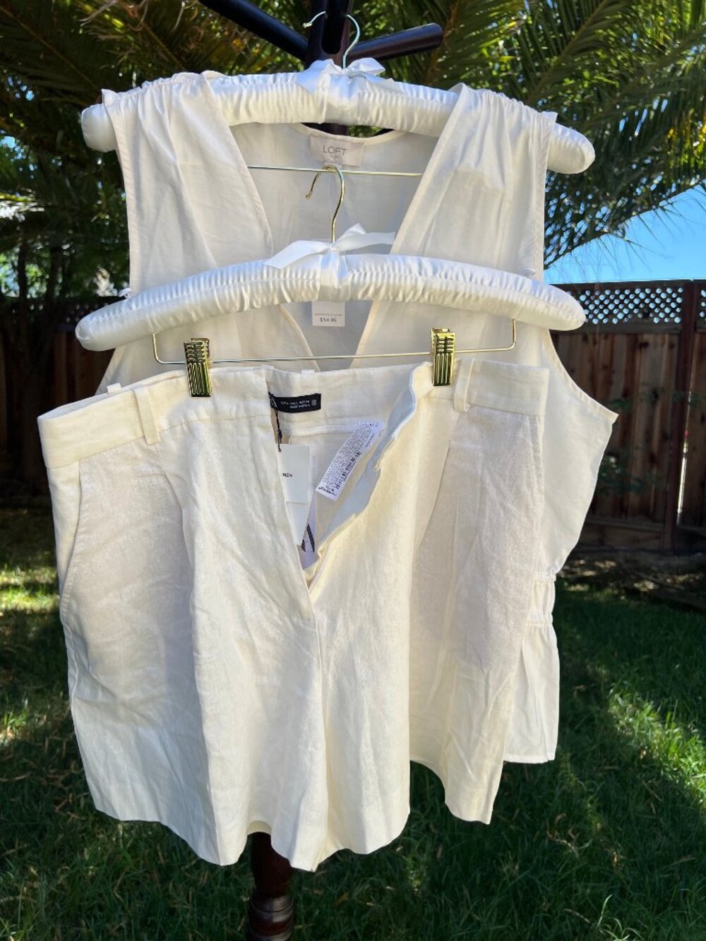 NWT Linen Short set - Loft V neck top+ Zara shorts
